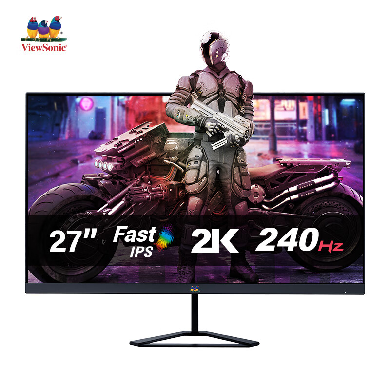 PLUS会员：ViewSonic 优派 VX2758-2K-PRO-3 27英寸 Fast IPS显示器（2560*1440、240Hz、1ms