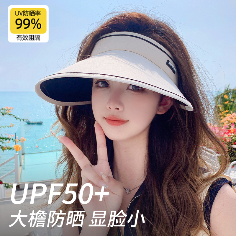 型公馆 UPF50+防晒帽子女士夏季2024新款大帽檐空顶帽出游防紫外线遮阳帽 25.9