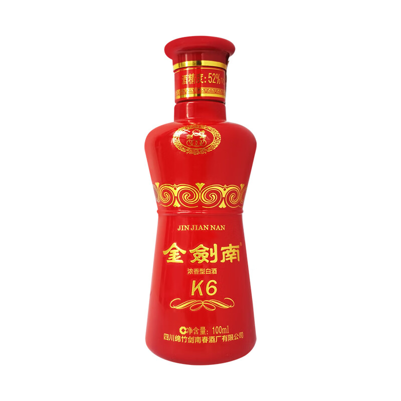 剑南春 金剑南K6 52度 100ml 单瓶装 浓香型白酒 ￥19.9