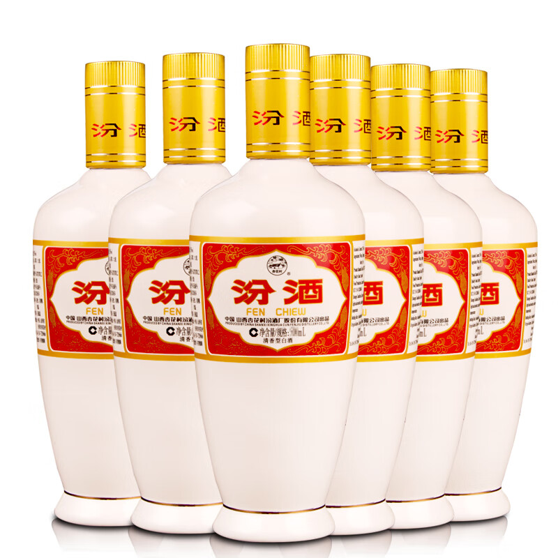 春焕新、PLUS会员：汾酒 出口白瓷 53度 清香型白酒 500ml*6瓶 （非原箱） 372.24