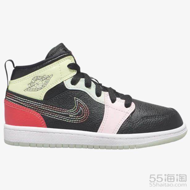乔丹 Air Jordan 1 Mid 中童款篮球鞋 线条