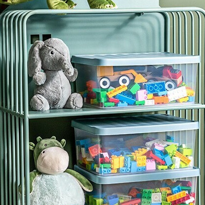 Citylong 禧天龙 塑料透明收纳盒整理箱玩具有盖储物箱 大号收纳盒石青色三