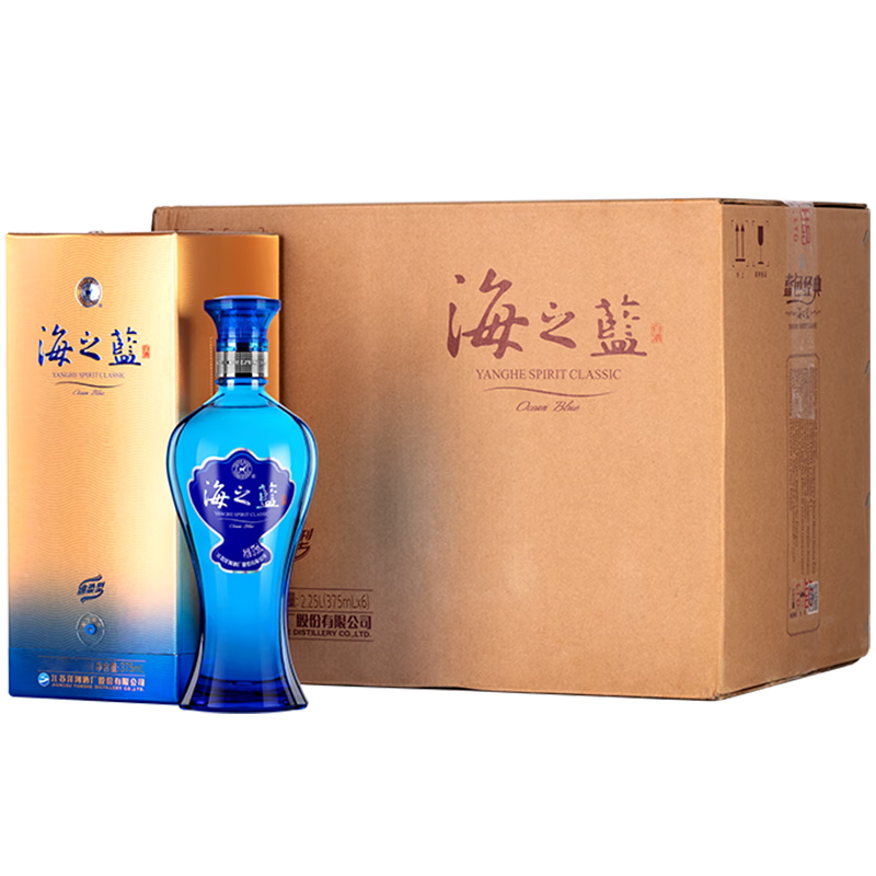 Plus会员、首购：YANGHE 洋河 海之蓝52度375mL 6瓶整箱装 +凑单 554.99元（需领券