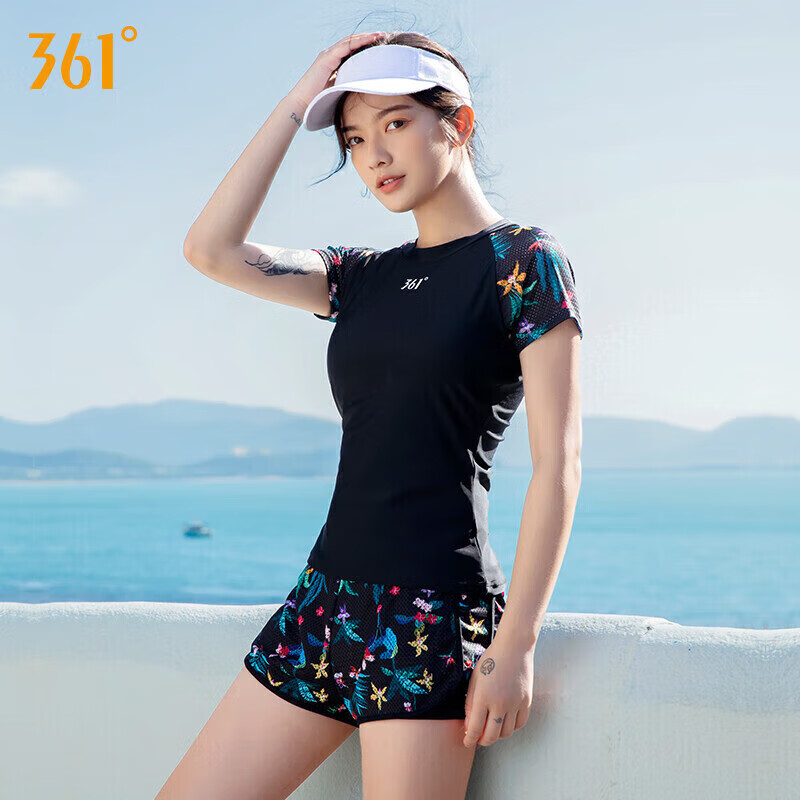 361° 游泳衣女士分体大码保守学生短袖裙式遮肚显瘦韩国ins两件套泳装 89.9