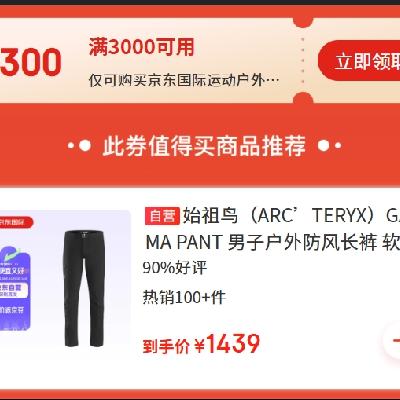 双11狂欢、即享好券：京东国际 双11 户外运动 满3000减300 品类优惠券 领券防