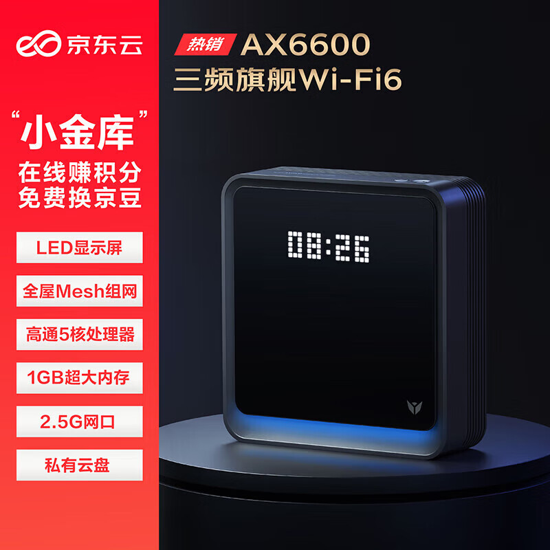 京东云 无线宝 AX6600 雅典娜 128GB 三频6600M 家用千兆Mesh无线路由器 Wi-Fi 6 ￥42