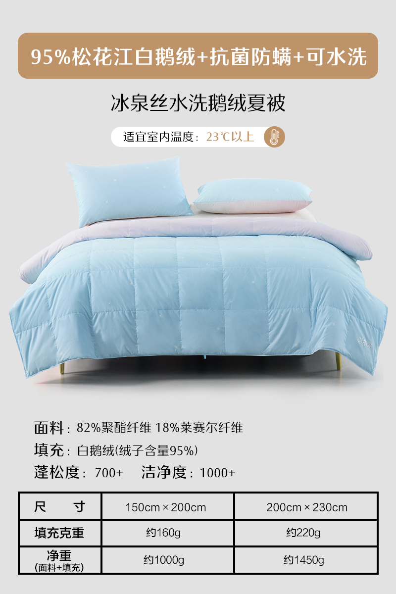 水星家纺 羽绒被 150cm×200cm 漂白色 724.35元