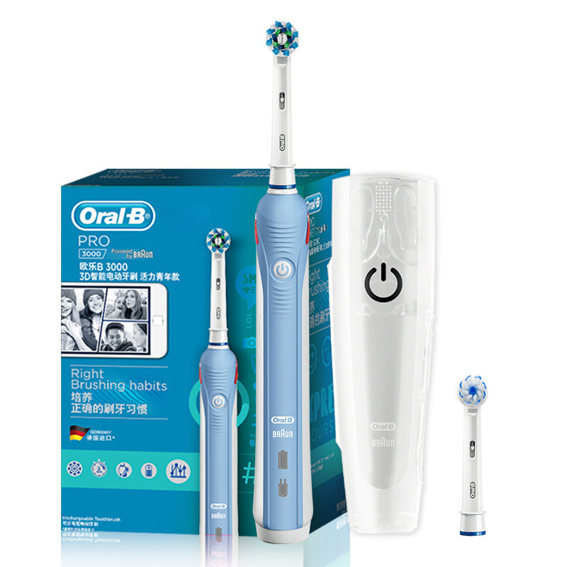 PLUS会员：Oral-B 欧乐B P3000 电动牙刷 清新蓝 179.06元包邮（双重优惠）