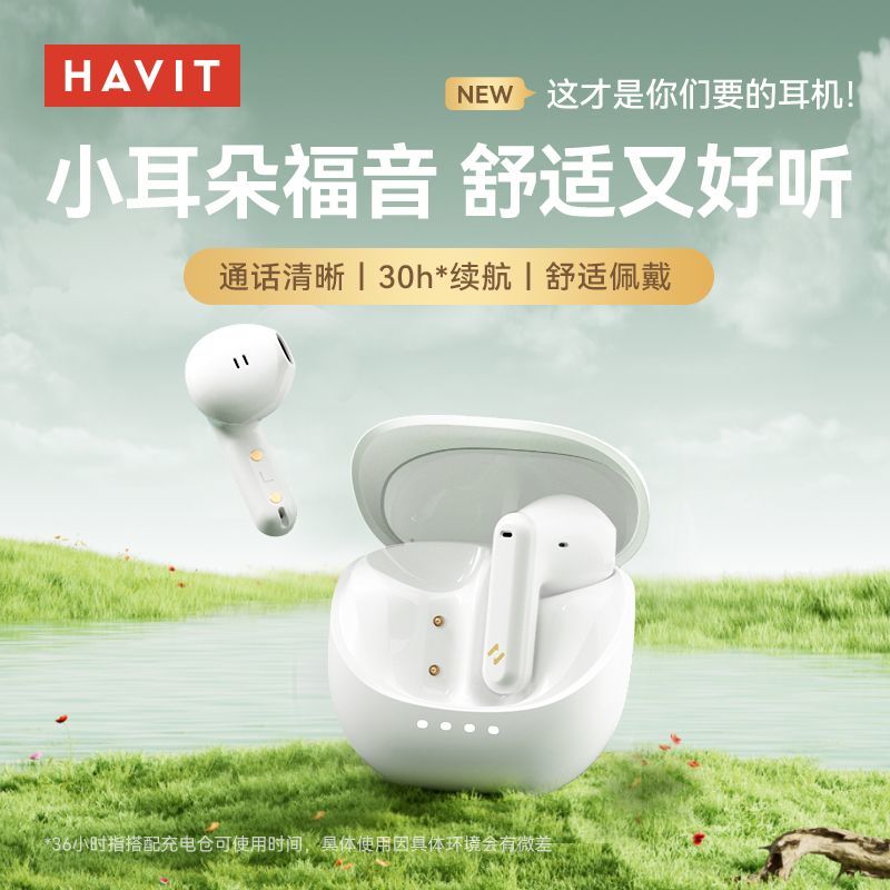 HAVIT 海威特 2024新款海威特无线蓝牙耳机入耳式续航降噪游戏运动延迟女生