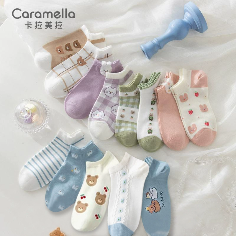 caramella拍四件28.8到手8双春秋薄款短袜 券后28.8元