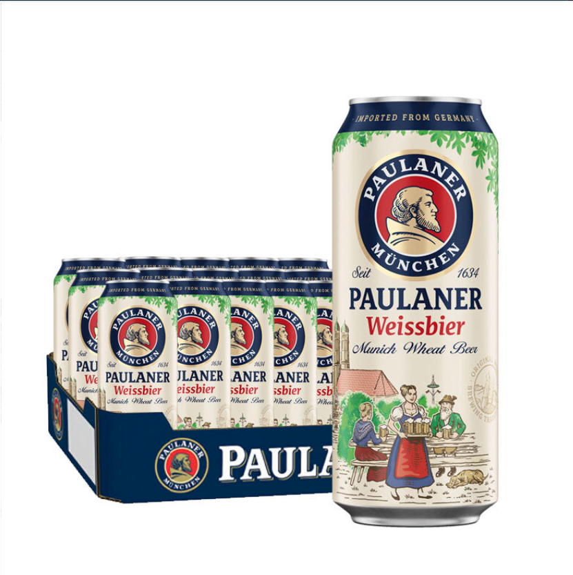 PAULANER 保拉纳 德国进口啤酒 柏龙白啤听装 500mL 24罐 临期 142.64元（需用券）