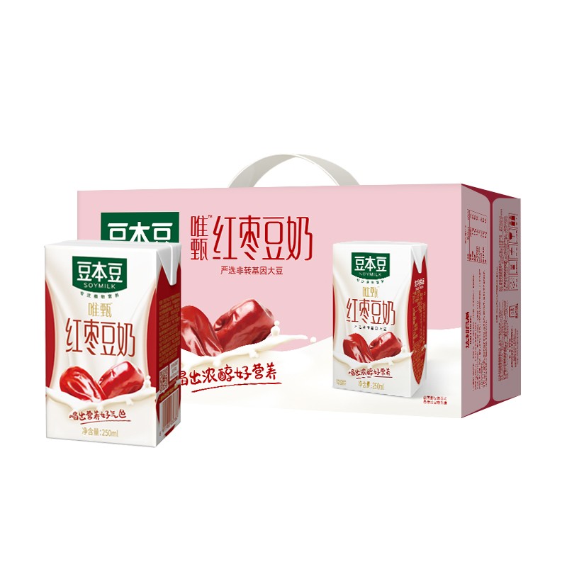 SOYMILK 豆本豆 唯甄红枣豆奶 250ml*24盒/箱2.3g植物蛋白饮料儿童营养学生早餐