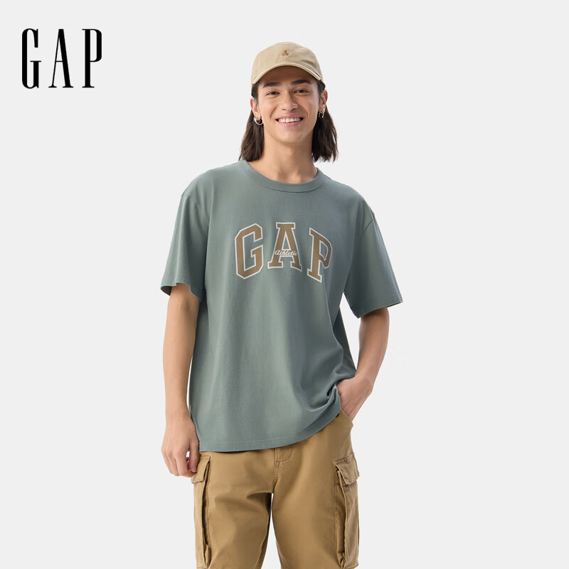 盖璞 男女装春季款纯棉字母印花logo短袖T恤 绿色 L 美码XL 亚洲码185/104A 67元