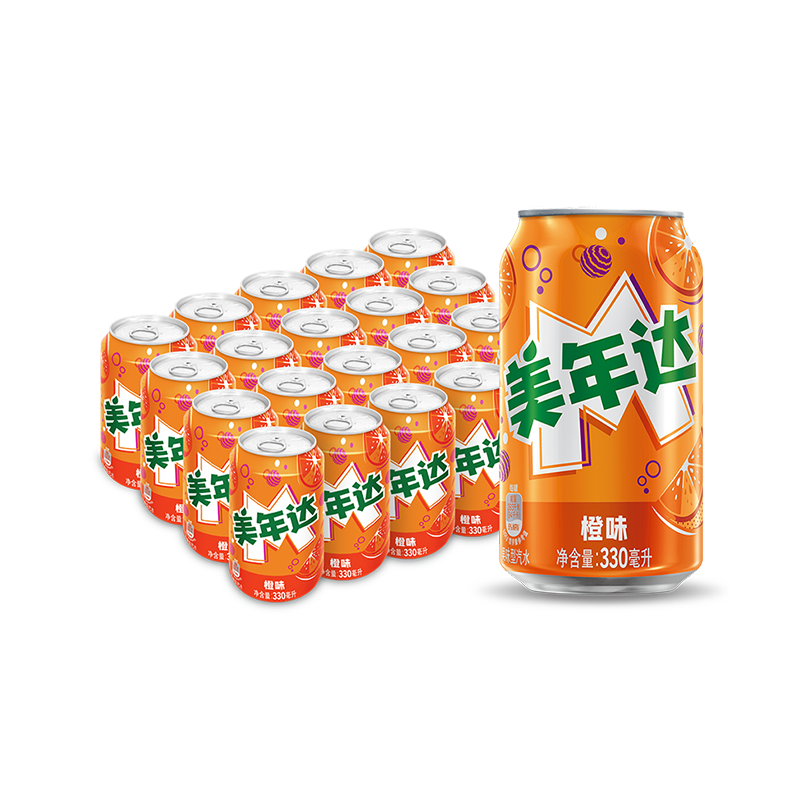 需首购、再降价、plus会员:百事可乐 美年达 橙味 碳酸饮料330ml*20听 两种包