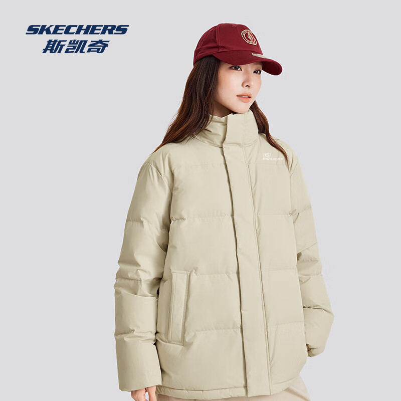 SKECHERS 斯凯奇 秋冬季男女立领 短款羽绒服 浅棕色/0046 M 309元（需用券）