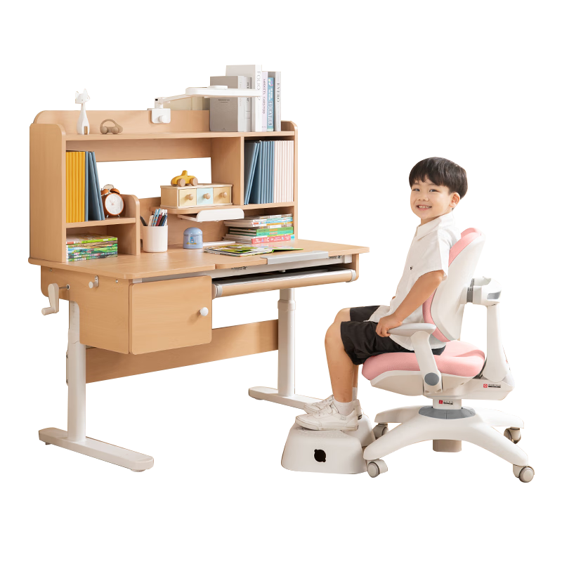 PLUS会员：京东京造儿童书桌学习桌椅套装写字桌 1.2m粉 2279.01元包邮