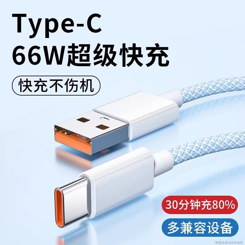 66W TYPE-C 编织 数据线 5.3元