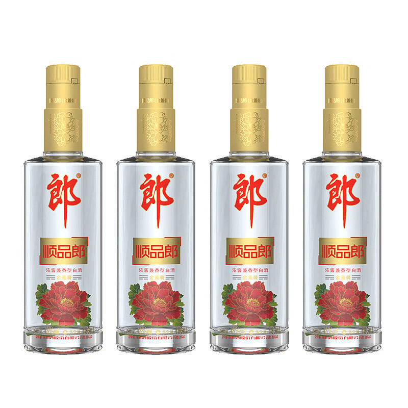 郎酒 LANGJIU 顺品郎 金盖 45%vol 兼香型白酒 480ml*4瓶 四只装 128元（需用券）