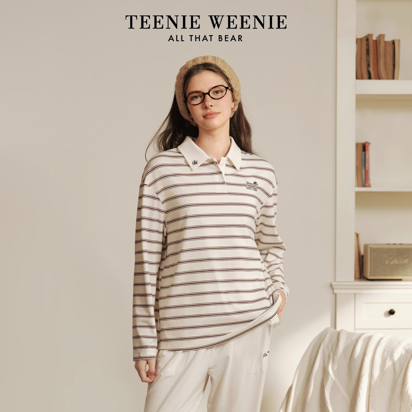 TEENIE WEENIE 小熊条纹睡衣2025学院风莫代尔棉男女家居服 秒杀 147.5元