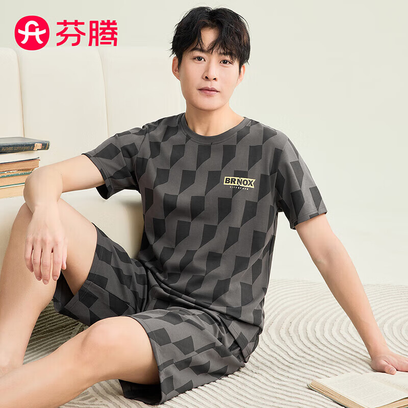 FENTENG 芬腾 男女纯棉夏季薄款短袖家居服套装 49.25元（需用券）