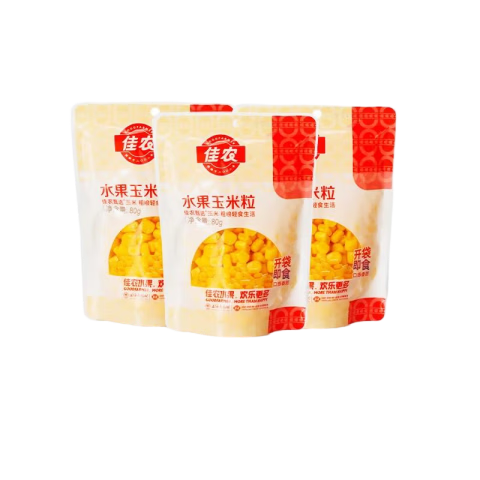 再降价：佳农 东北水果甜玉米粒 80g*3包 带勺子 低脂粗粮 源头直发 包邮 5.79