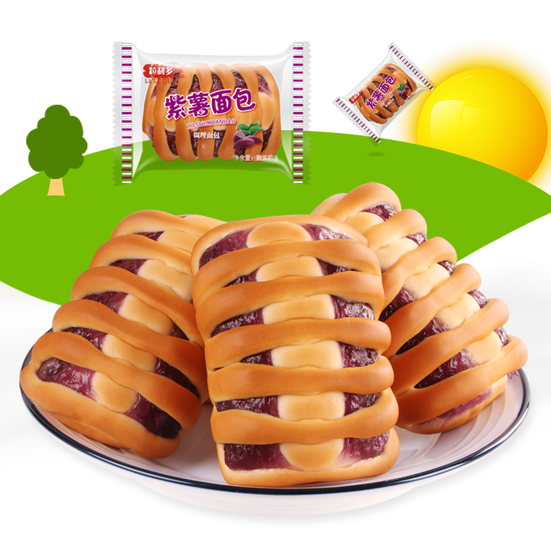 LI LI DUO 粒利多 紫薯面包夹心早餐蛋糕夹心小面包糕点休闲食品整箱5斤 5.5元