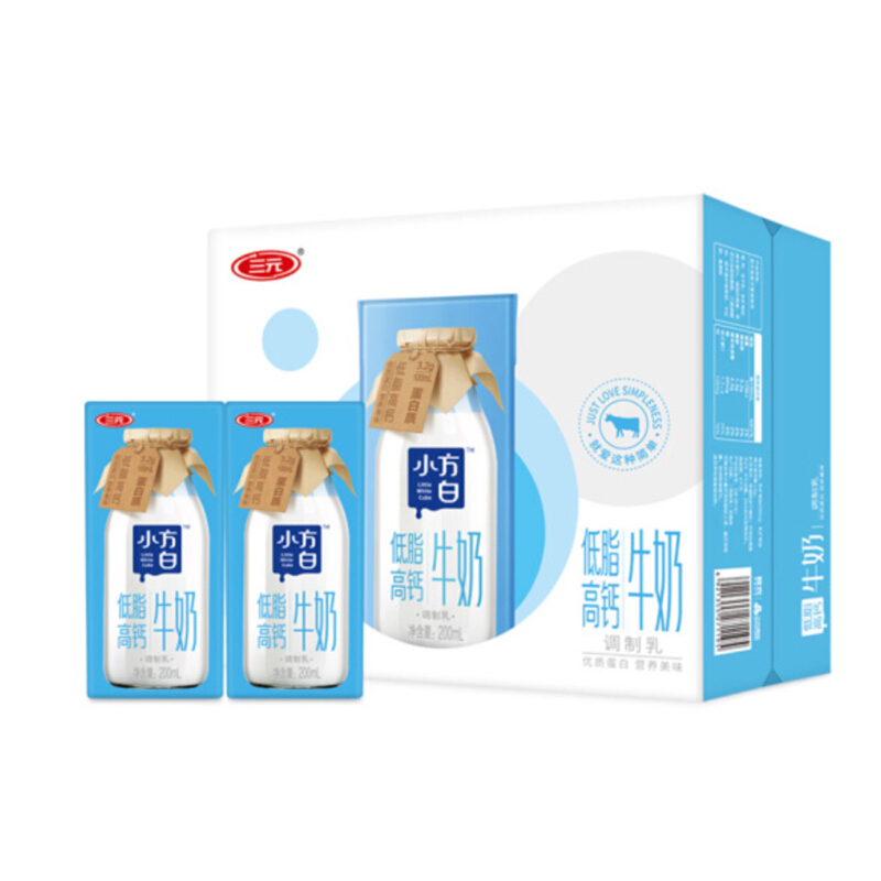 SANYUAN 三元 小方白低脂高钙牛奶 200ml*24盒 36.76元（需买3件，需用券）