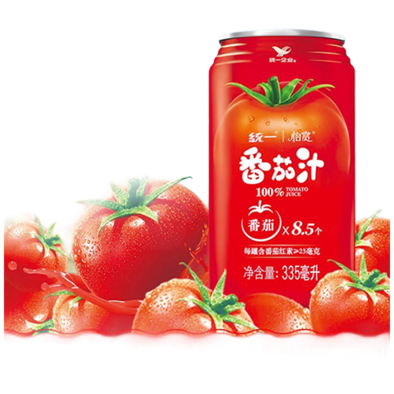 闭眼买：统一番茄大红罐100﹪番茄汁浓缩还原335ml*24罐【热门商品推荐】 106.
