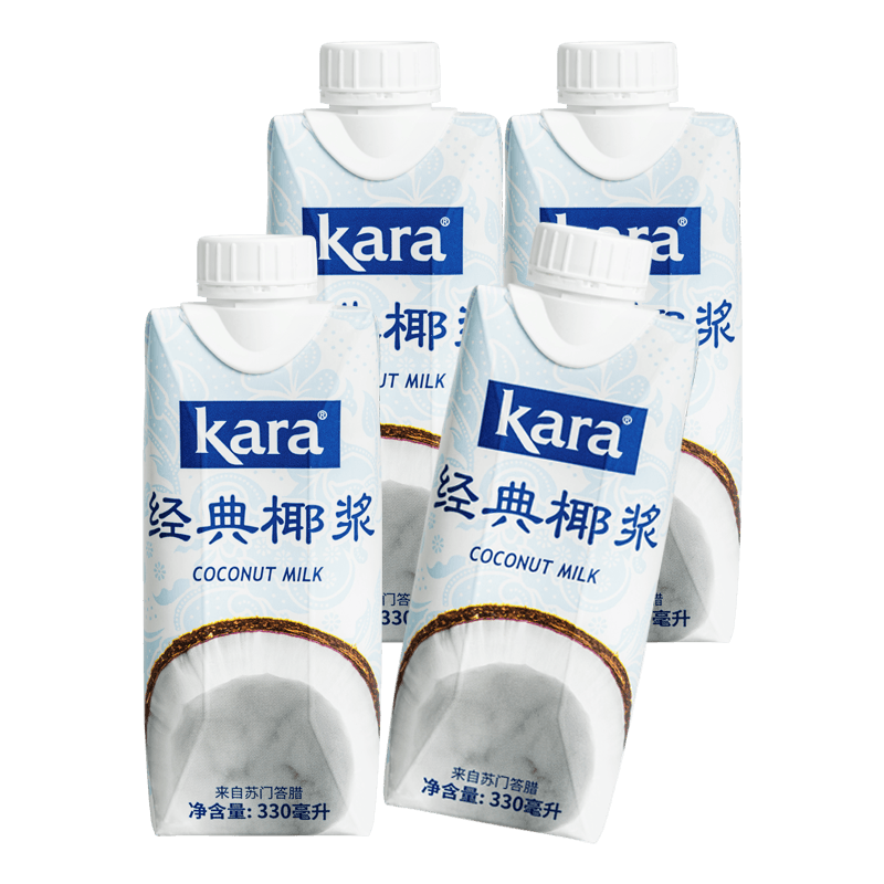 佳乐 KARA经典椰浆330ml佳乐烘焙原料奶茶店专用西米露生椰拿铁咖喱 330ml*4 36.