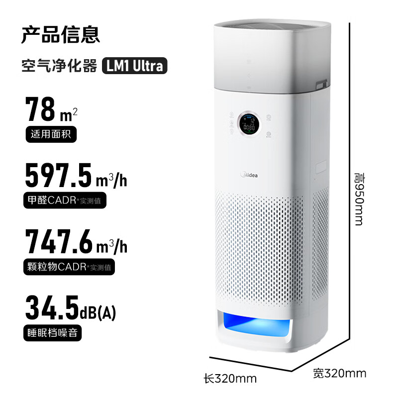 以旧换新补贴：Midea 美的 KJ600F-LM1 Ultra 空气净化器 1371.57元（需用券）