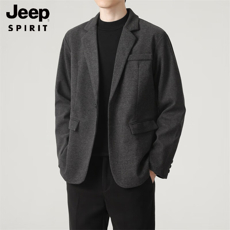 JEEP SPIRIT 秋冬季休闲西服男士港风ins复古宽松百搭挺括轻熟风大码西装外套 