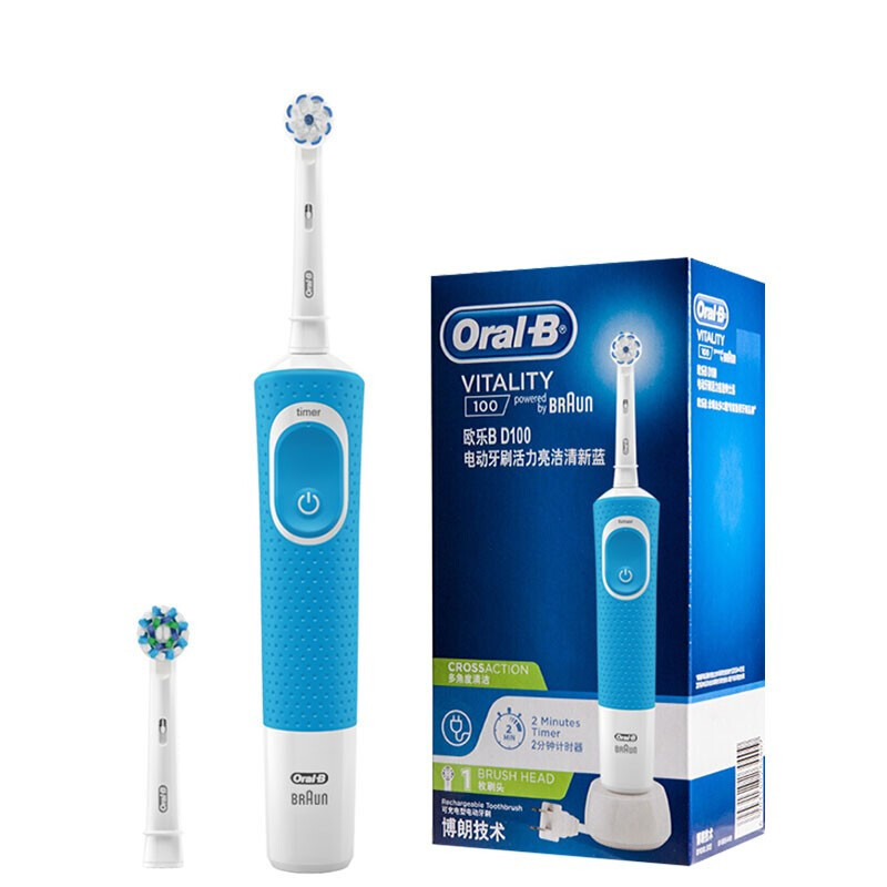 Oral-B 欧乐-B D100 电动牙刷 清新蓝 刷头*2 89元（需用券）