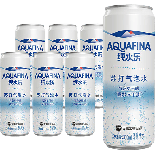 百事可乐 AQUAFINA 无糖0脂0卡气泡水 330ml×6听 仅1.82元/罐（共10.9元）
