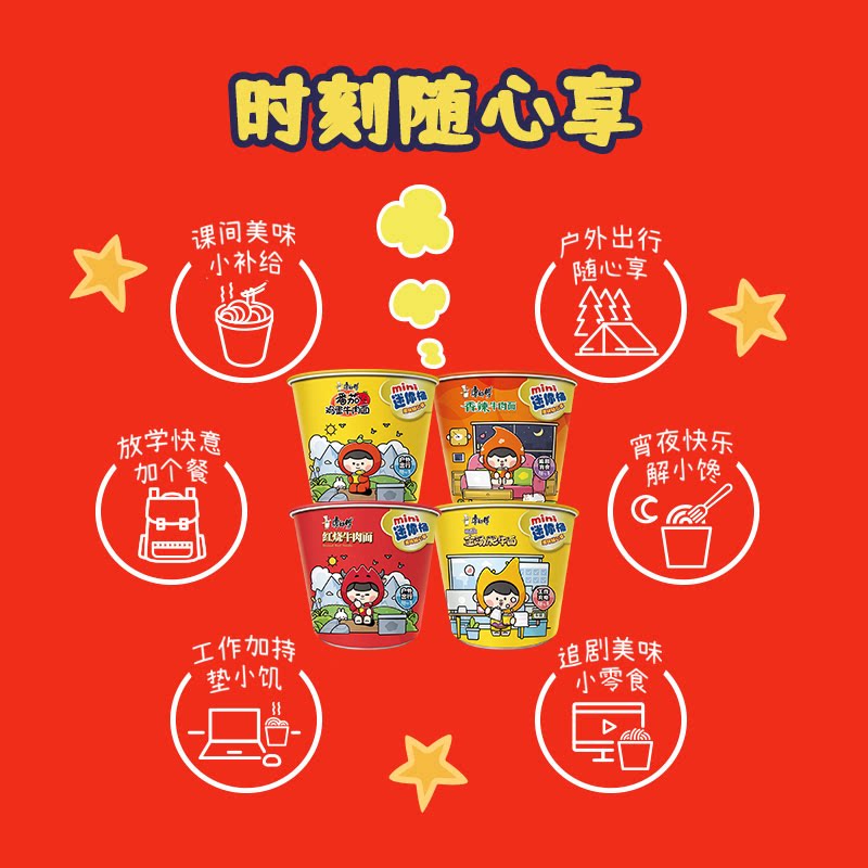 康师傅 方便面迷你桶混合4口味1箱12桶整箱装泡面速食面 22.65元 - 线报酷