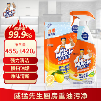 有券的上：威猛先生 厨房清洁剂 455g瓶装+420g袋装 13.9元包邮（需用券）