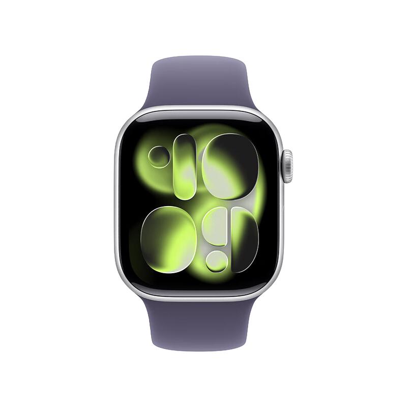 Apple Watch Series 11 智能手表 GPS版 42mm 银色铝金属表壳 雾紫色运动型表带 M/L 20