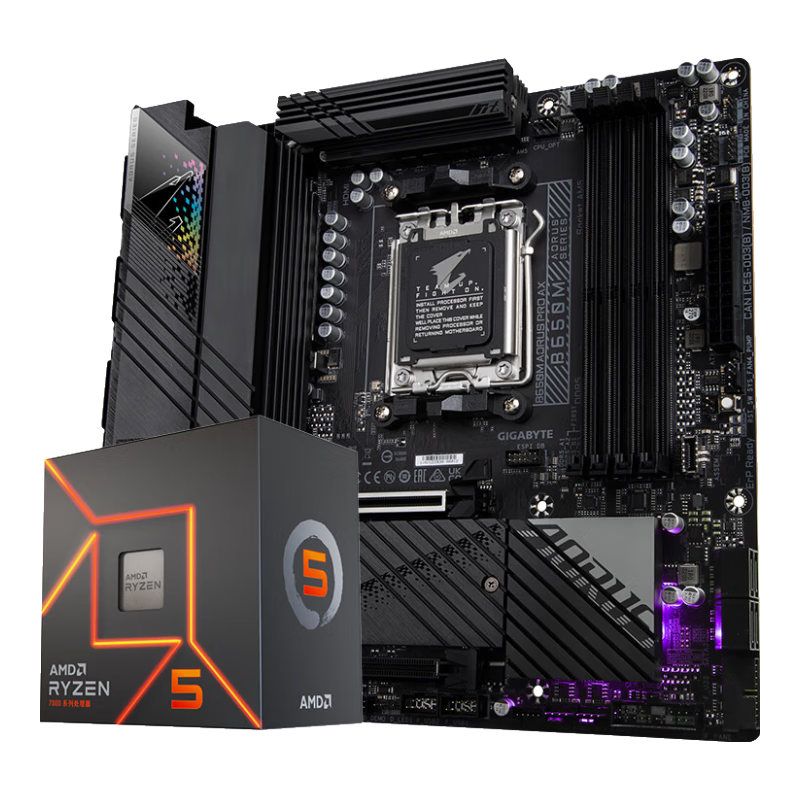 GIGABYTE 技嘉 主板CPU套装电竞雕B650M AORUS PRO AX 主板DDR5+AMD 锐龙5 7500F处理器 208