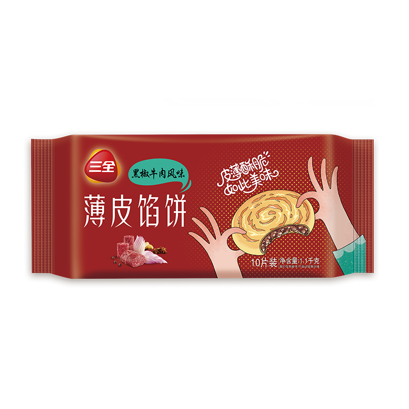 三全 薄皮馅饼 黑椒牛肉味 1.1kg 10片装 家庭装 98.19元(合10.91元/件)