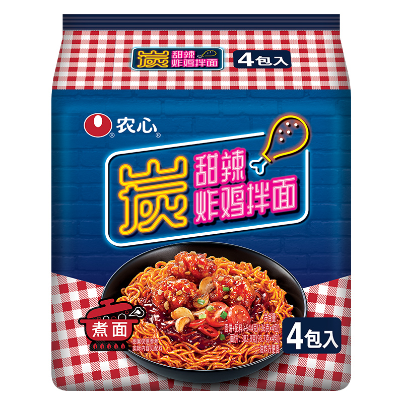 NONGSHIM 农心 NONG SHIM 农心 炭甜辣炸鸡拌面 136g*4袋 13.71元