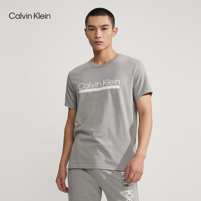 Calvin Klein 卡尔文·克莱恩 内衣夏季男士休闲简约ck圆领印花舒适家居睡衣短