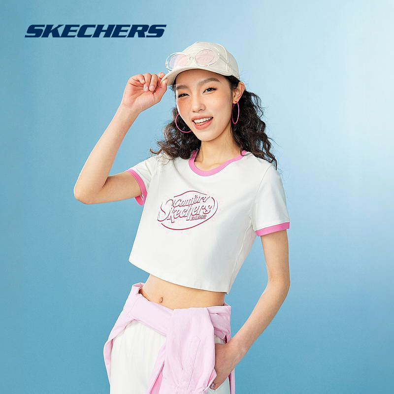 88VIP：SKECHERS 斯凯奇 速干凉感圆领短袖运动T恤修身白色宽松上衣 85.5元