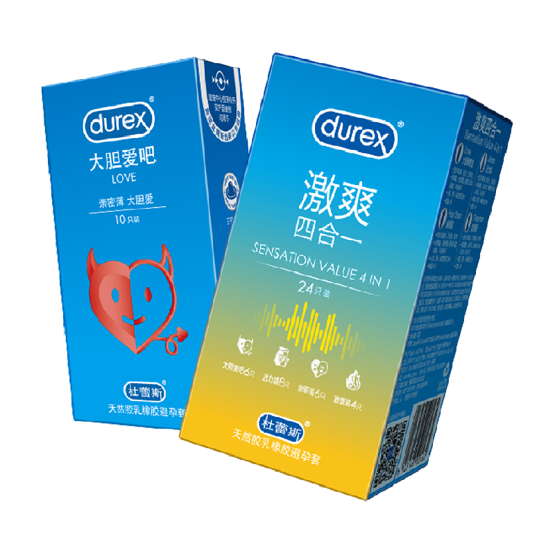 durex 杜蕾斯 安全套 激爽四合一+大胆爱34只组合 送2只 ￥52.15