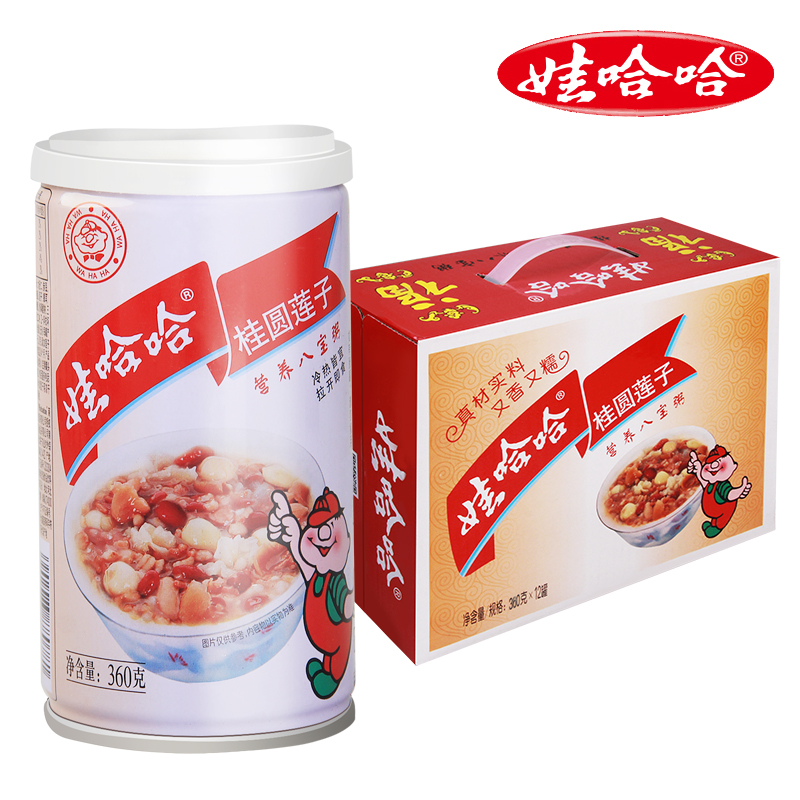 WAHAHA 娃哈哈 桂圆莲子八宝粥360g*12罐整箱代早餐速食粥哇哈哈 49.5元