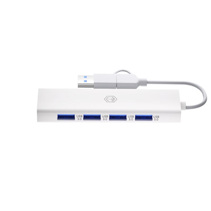 京东京造 四合一Type-C转USB双头分线器(0.2m线长) 硬盘HUB集线器USB扩展器延长