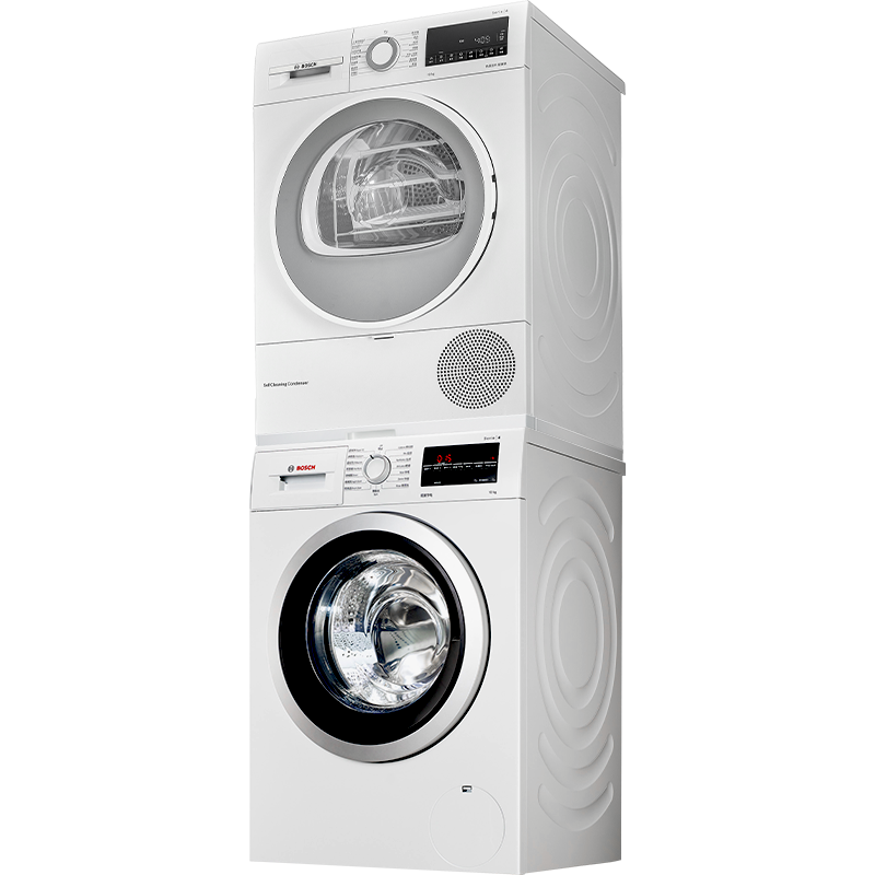 预售、PLUS会员：BOSCH 博世 净速系列 WAP282602W+WQA254D00W 热泵式洗烘套装 白色 9