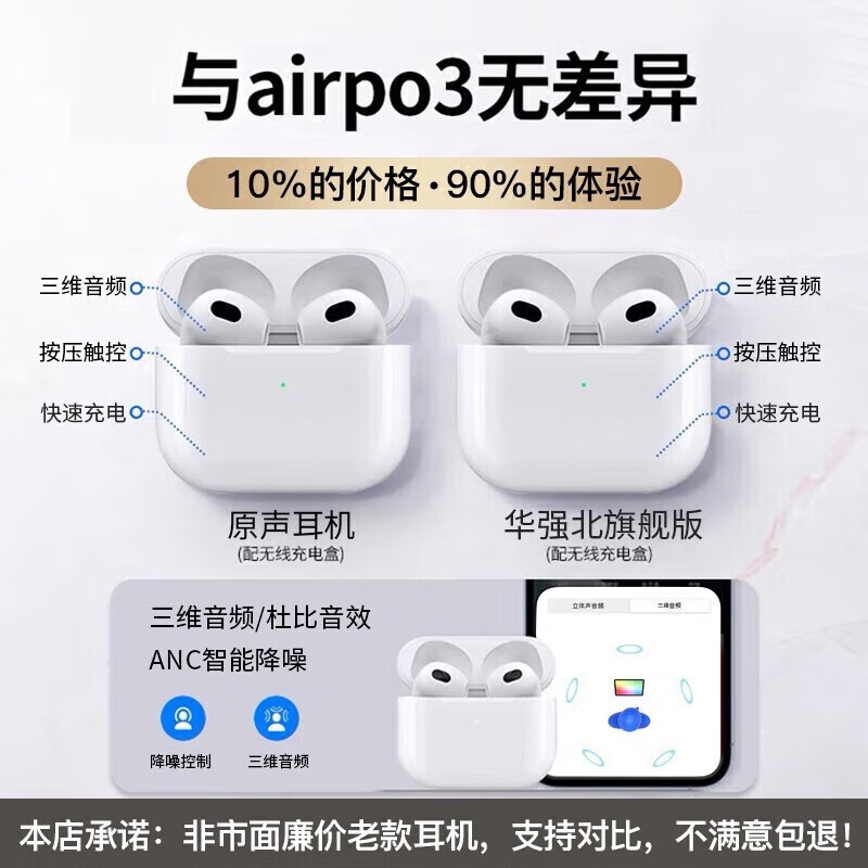 萨勒芬妮 华强北新款AirPods3蓝牙耳机 38元 - 线报酷