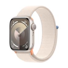 plus会员：Apple/苹果 Watch Series 9 智能手表GPS款41毫米星光色铝金属表壳 星光