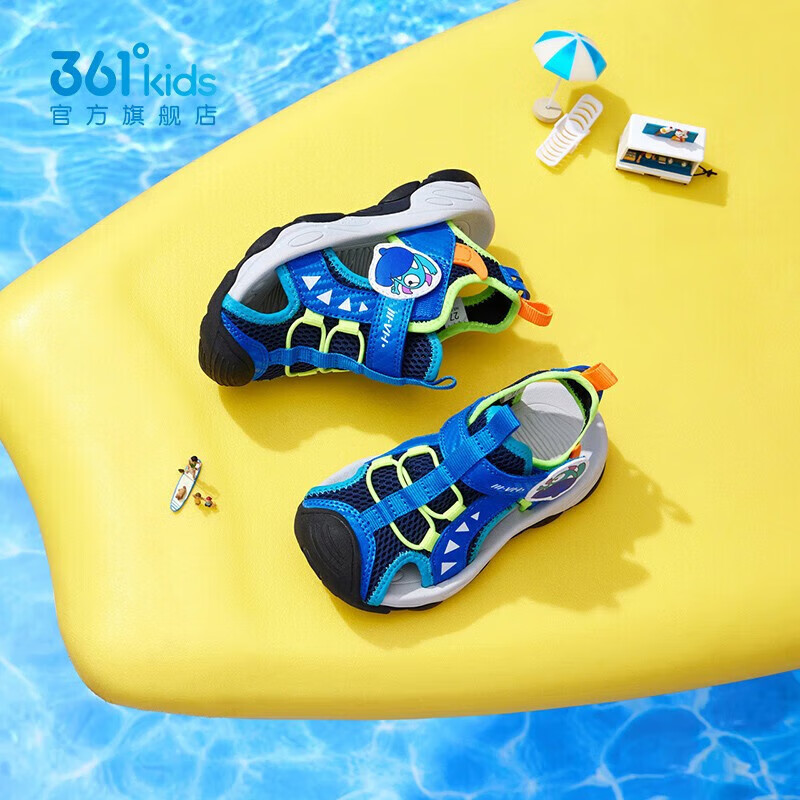 361° 童鞋凉鞋2024夏季新款沙滩凉鞋 墨蓝/海中蓝色 31码 59元（需用券）