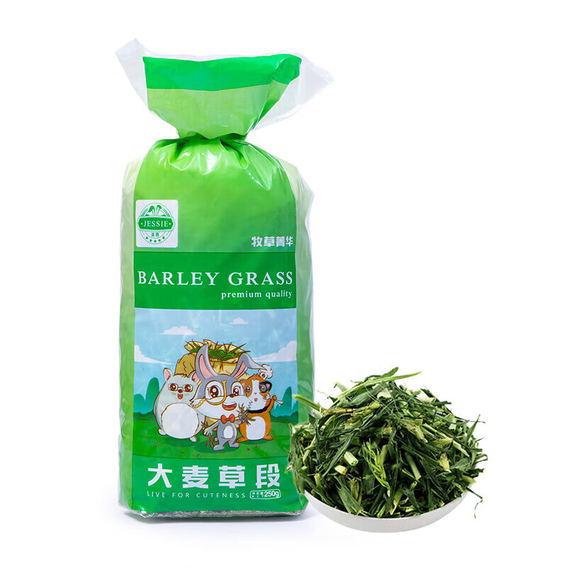 JESSIE 洁西 大麦草段250g 兔草兔子粮食饲料牧草干草豚鼠龙猫粮宠物用品 16.66