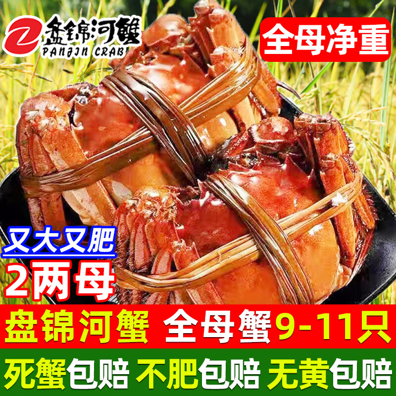 PANJINCRAB 盘锦河蟹 辽宁特大稻田河蟹 2.0-2.2两 9-10只 218元（需用券）